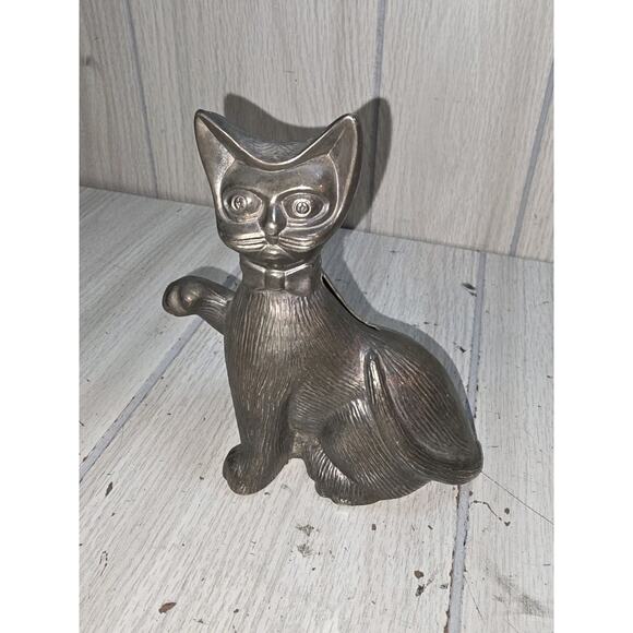 Vintage Metal Cat Bank Mid Century Modern Made in Hong Kong (shelf-i) - Picture 1 of 5